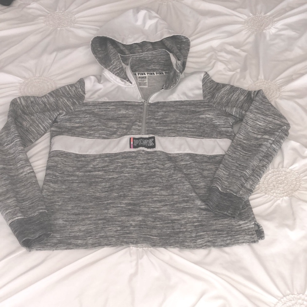 VS PINK HOODIE QUARTER ZIP LIGHT WEIGHT SWEATER